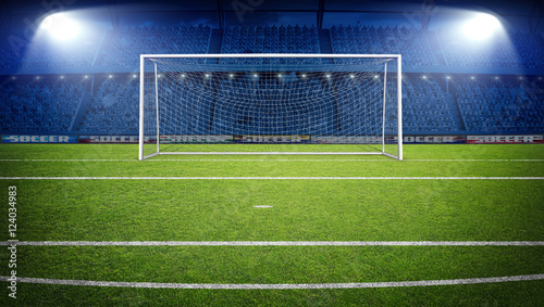 The imaginary soccer stadium and goalpost, 3d rendering