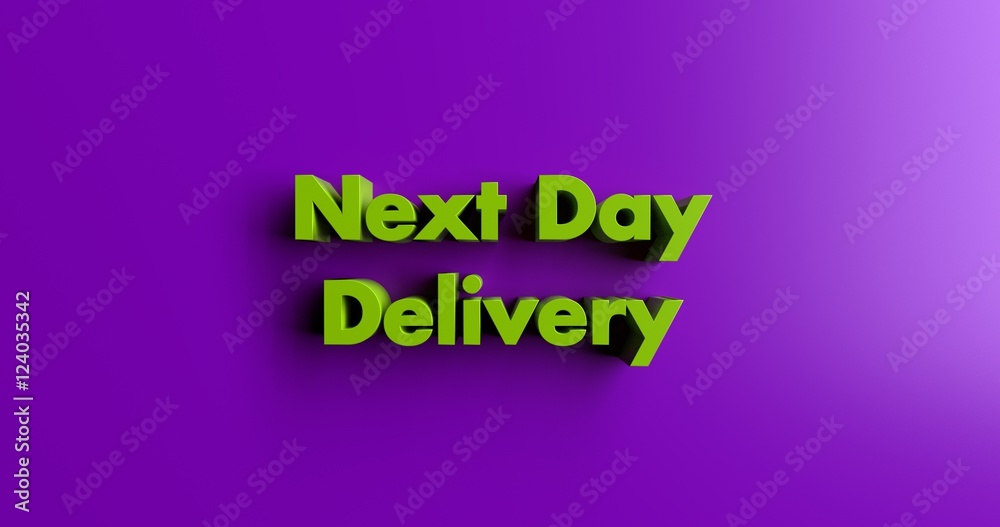 Next Day Delivery Flowers - 3D rendered colorful headline illustration.  Can be used for an online banner ad or a print postcard.