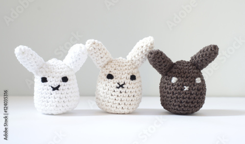 Crocheted handmade stuffed bunnies