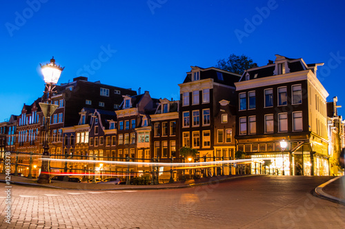 Night street in Amsterdam, Netherlands