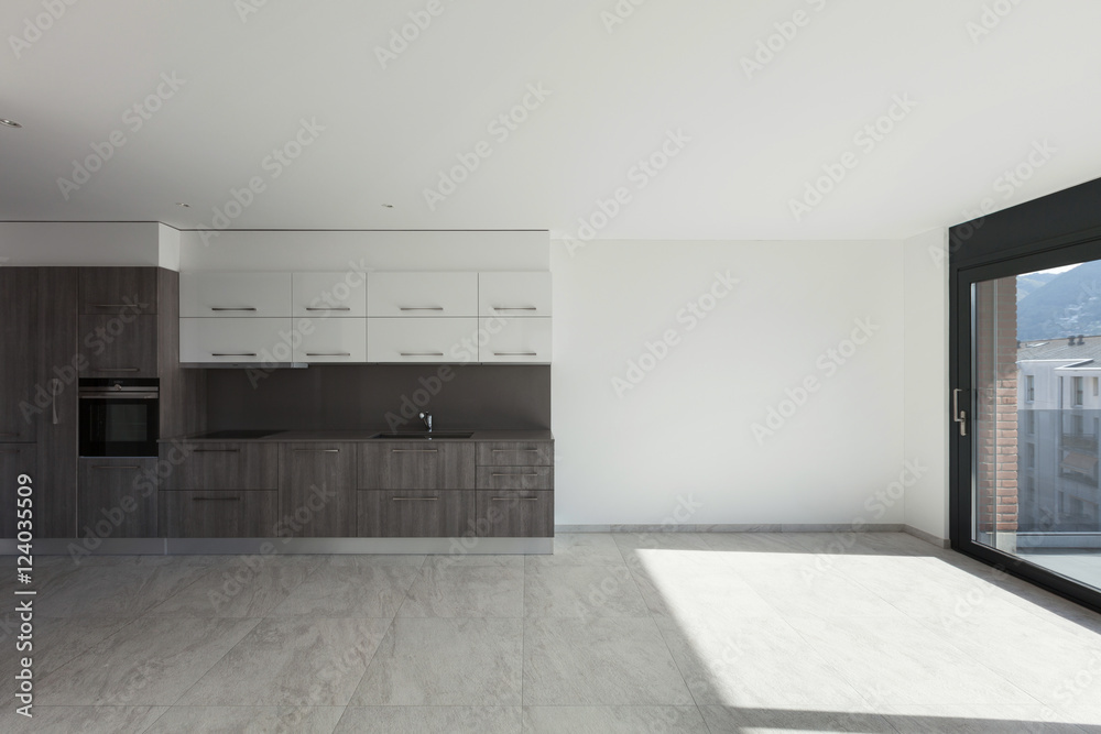 Fototapeta premium Interior, wide room with kitchen