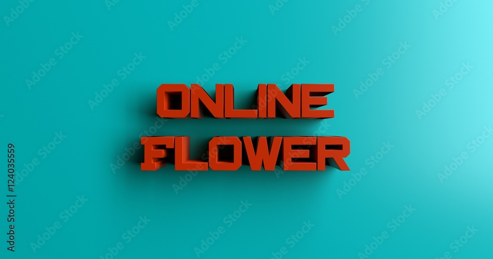 Online Flower Order - 3D rendered colorful headline illustration.  Can be used for an online banner ad or a print postcard.