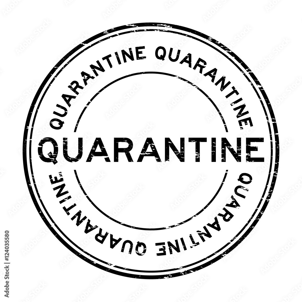 Grunge black quarantine rubber stamp