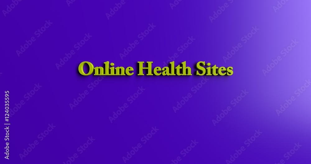 Online Health Sites - 3D rendered colorful headline illustration.  Can be used for an online banner ad or a print postcard.