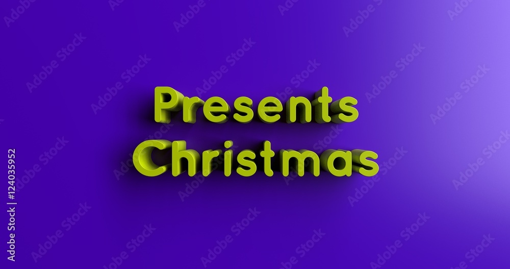 Presents Christmas - 3D rendered colorful headline illustration. Can be used for an online banner ad or a print postcard. Presents Christmas - 3D rendered colorful headline illustration. Can be used for an online banner ad or a print postcard.