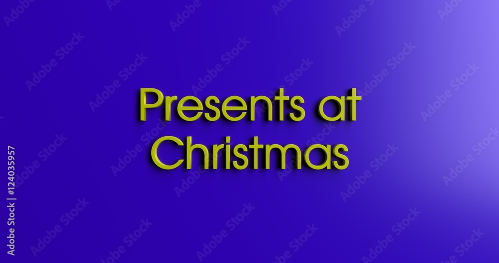 Presents at Christmas - 3D rendered colorful headline illustration.  Can be used for an online banner ad or a print postcard.