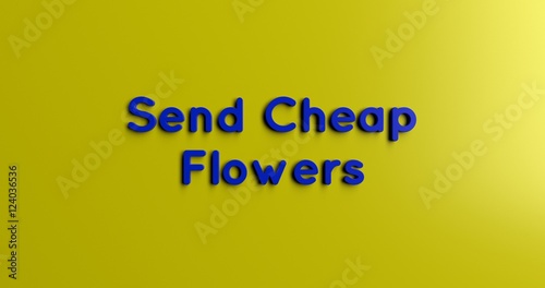Send Cheap Flowers - 3D rendered colorful headline illustration. Can be used for an online banner ad or a print postcard.