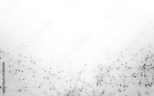 3D Abstract Polygonal White Background with Low Poly Connecting Dots and Lines - Connection Structure - Futuristic HUD Background