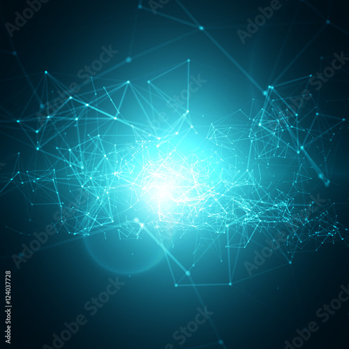 Abstract Polygonal Space Blue Background with Connecting Dots and Lines   EPS10 Vector Illustration
