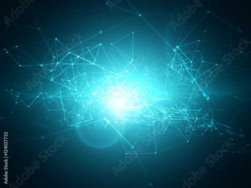 Abstract Polygonal Space Blue Background with Connecting Dots and Lines | EPS10 Vector Illustration