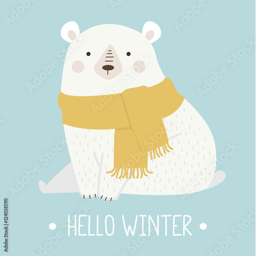 Cute polar bear illustration, in vector 