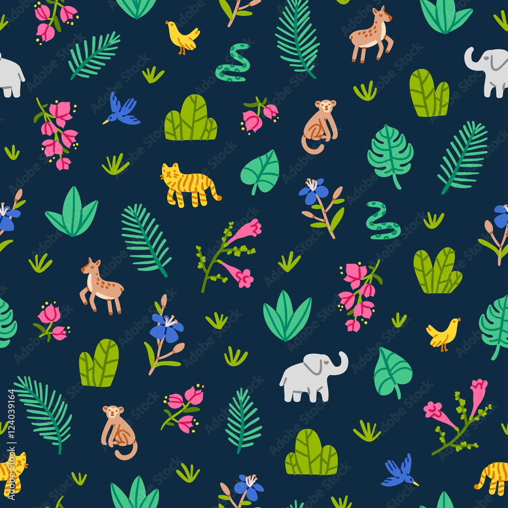 Obraz premium Jungle wildlife pattern