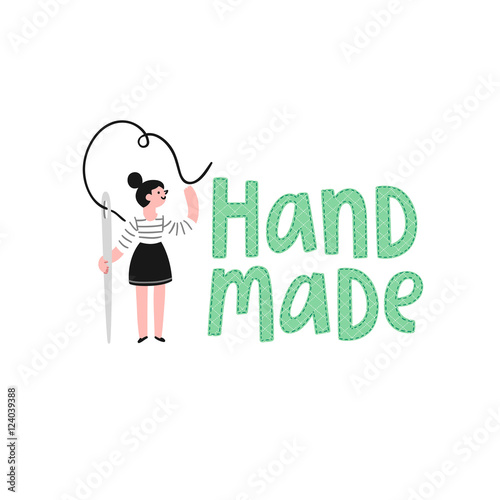 Handmade logo with a girl