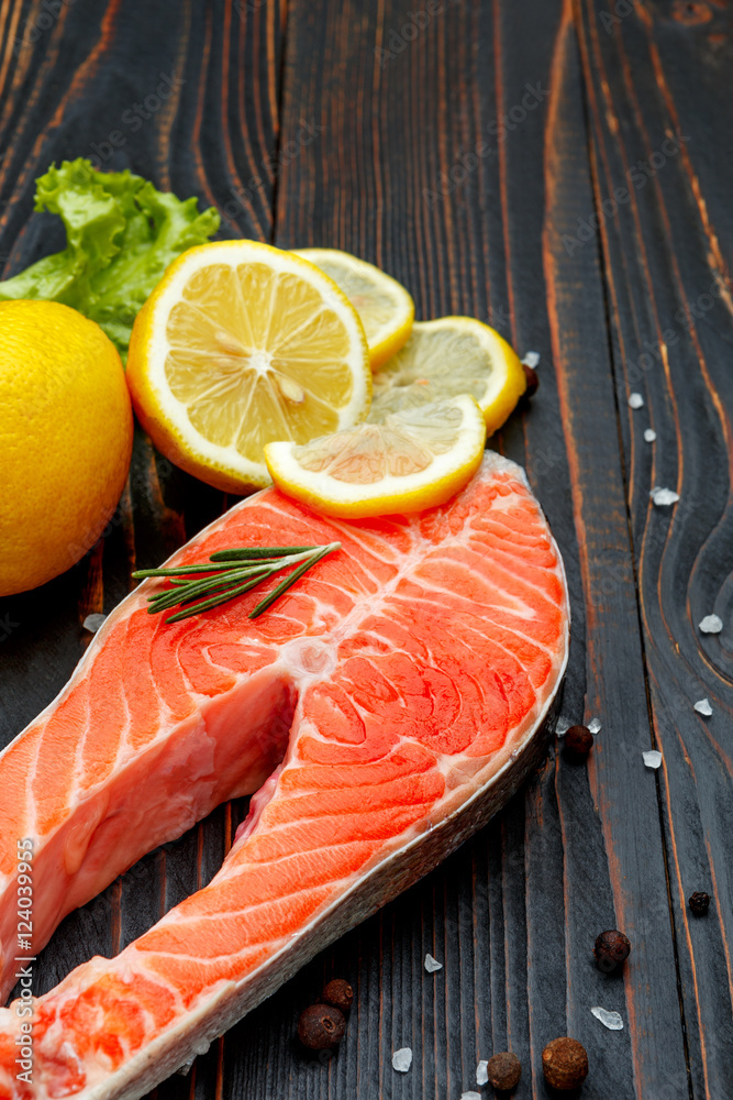 Fresh Raw Salmon Red Fish Steak Fresh Raw Salmon Red Fish Steak