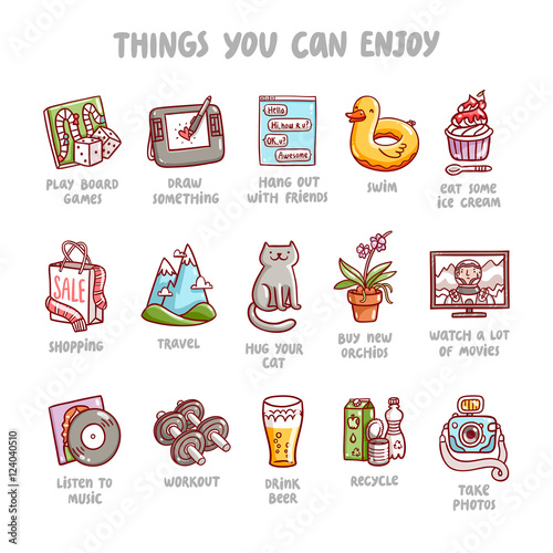 Things you can enjoy icons set
