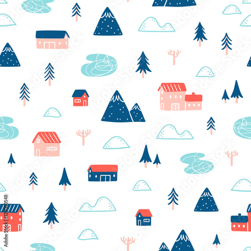 Winter town landscape pattern