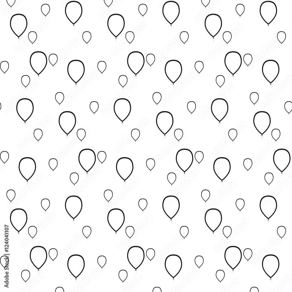  Vector illustration seamless pattern black balloons contours. On a white background