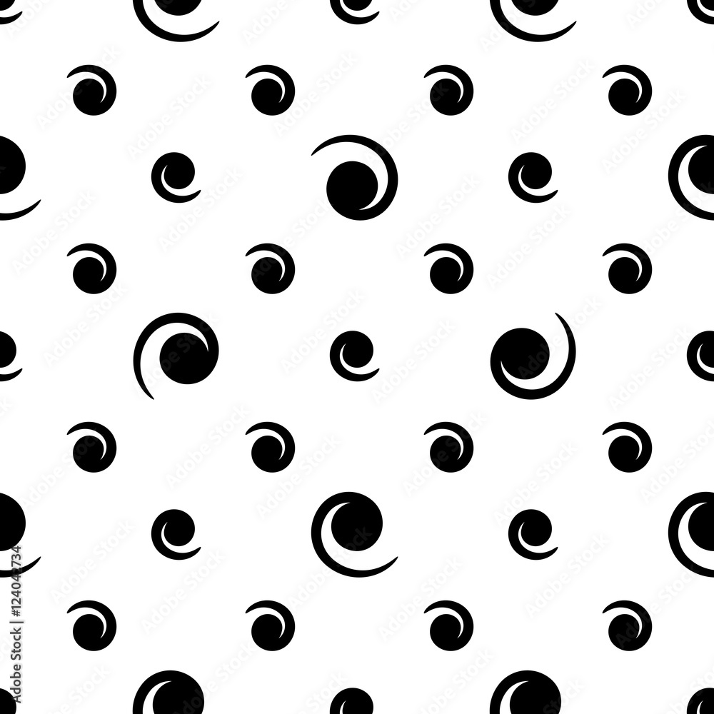 Black abstract spiral geometric seamless pattern on white background . Black abstract spiral geometric seamless pattern on white background .