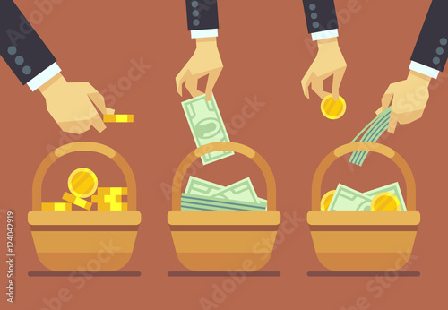 Business diversification vector concept. Do not put all your eggs in one basket photo