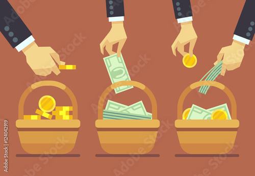 Business diversification vector concept. Do not put all your eggs in one basket