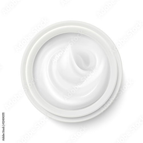 White cream in package container top view vector illustration