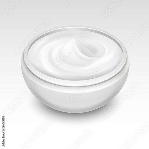 Bowl with white cream vector illustration