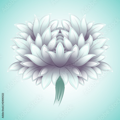 flower, white chrysanthemum or lotus, in the style of classical eastern iconography, vector