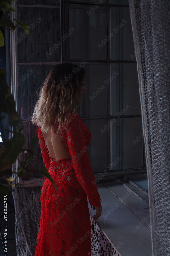 Girl in red dress enthralling Girl in red dress enthralling