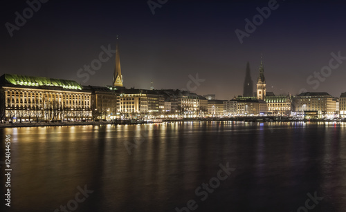 Hamburg Binnenalster  View at the City at Winter Night © Gerhard1302