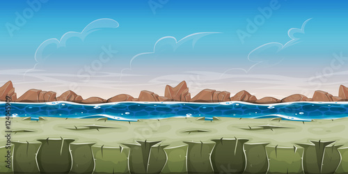 Seamless Ocean Landscape For Game Ui