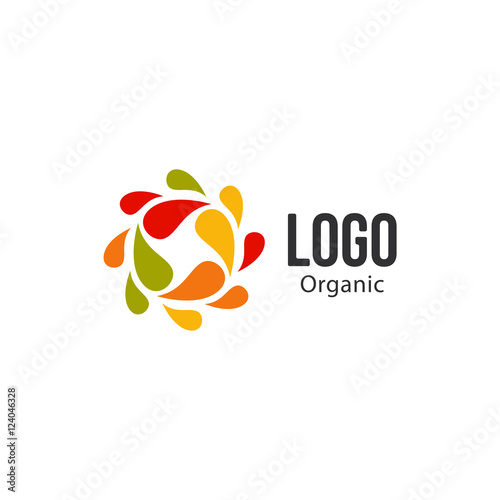 Isolated abstract colorful drops circle logo. Liquid circulation logotype. Kids art school icon, Round shape spining paint sign. Natural process of renewal symbol. Vector drops illustration.