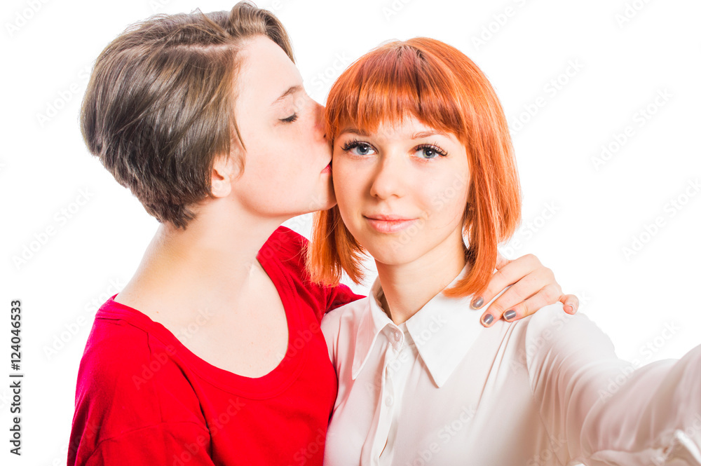 Redhead lesbians kissing