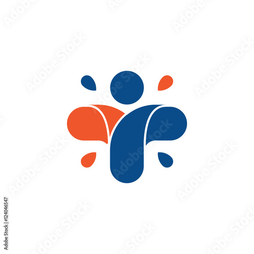 Isolated abstract colorful cross logo. Human silhouette logotype. Medical icon. Religious sign. Healthcare symbol. Hospital,clinic, doctor emblem. Vector illustration.