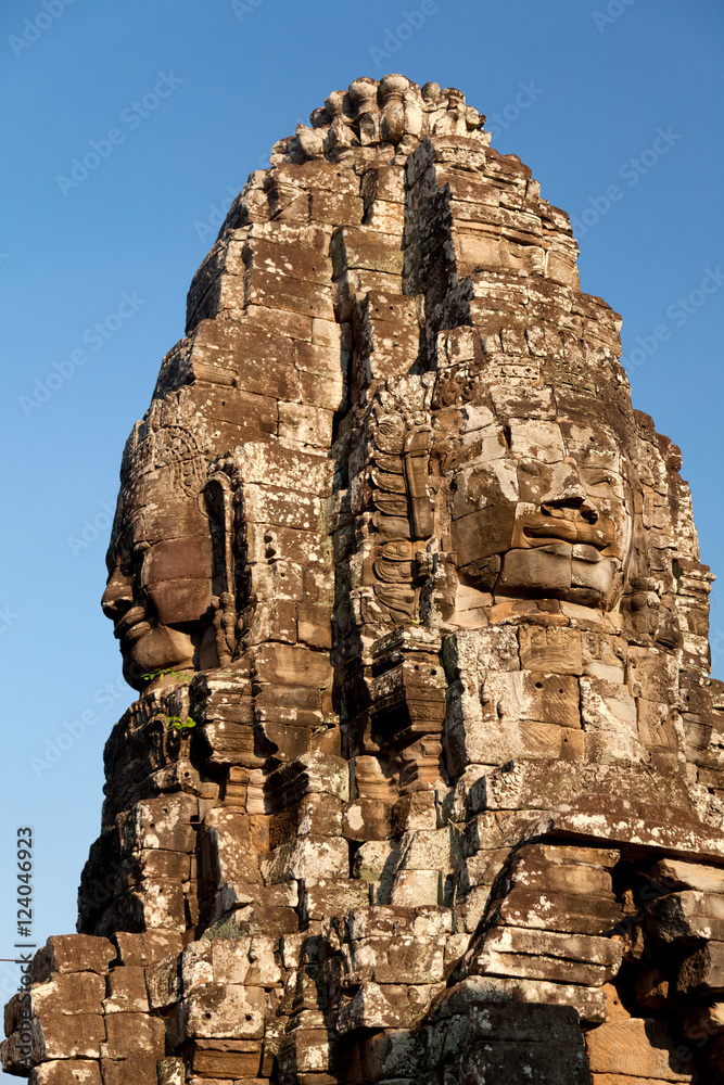 Stone carved faces of Bayon Temple in Angkor Thom, Angkor distri