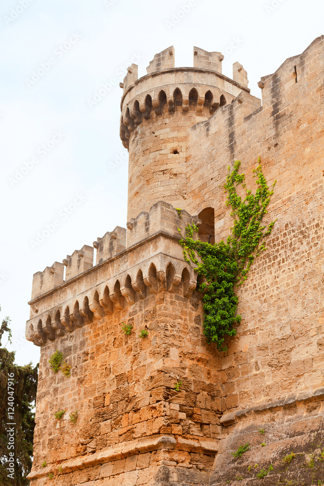 Detail of the fortress in the old town of Rhodes island, Greece