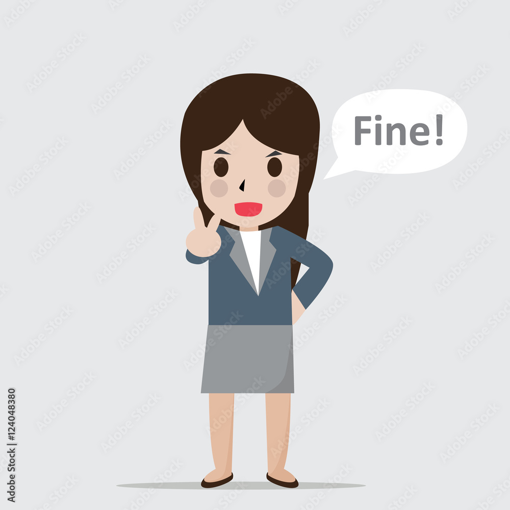 Women say fine, with flat vector concept, vector illustration Women say fine, with flat vector concept, vector illustration