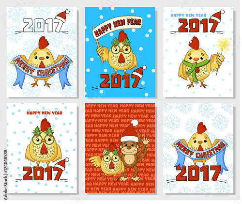 Chinesestyle. Happy cock vector New Year China rooster vector illustration. Vector element for New Year's design. New Year cock vector decoration ball icon. 2017 new year rooster chinese 