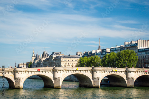 Conciergerie, bridge and Seine river view in Paris, France