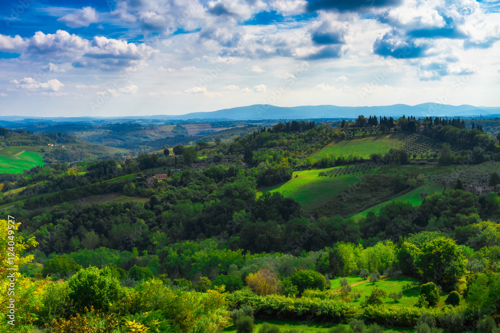 San Gimignano, Tuscany, Italy. Typical landscape of Tuscany in Italy