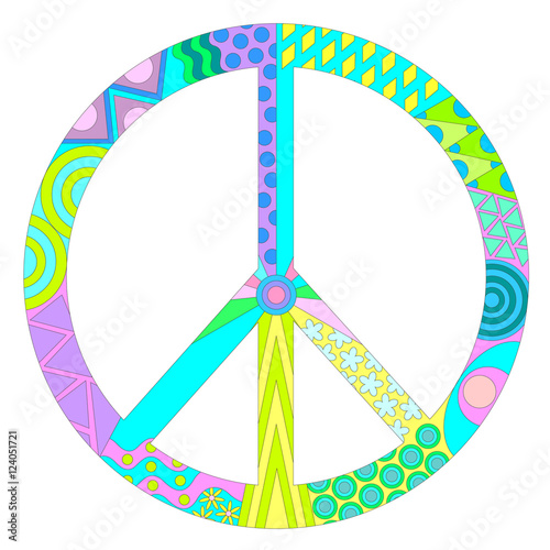 multicolored pacifik peace symbol isolated on white background
