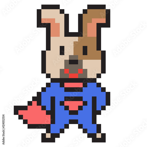 illustration design pixel art superhero dog