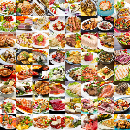collage di foto di secondi piatti della cucina internazionale