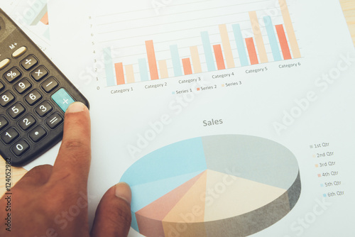 calculator with  business charts