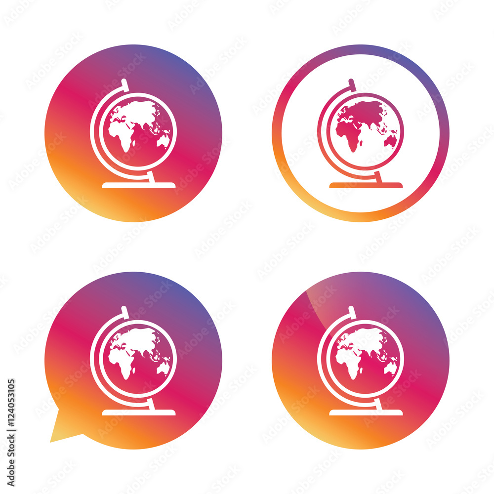 Globe sign icon. World map geography symbol. Globe sign icon. World map geography symbol.