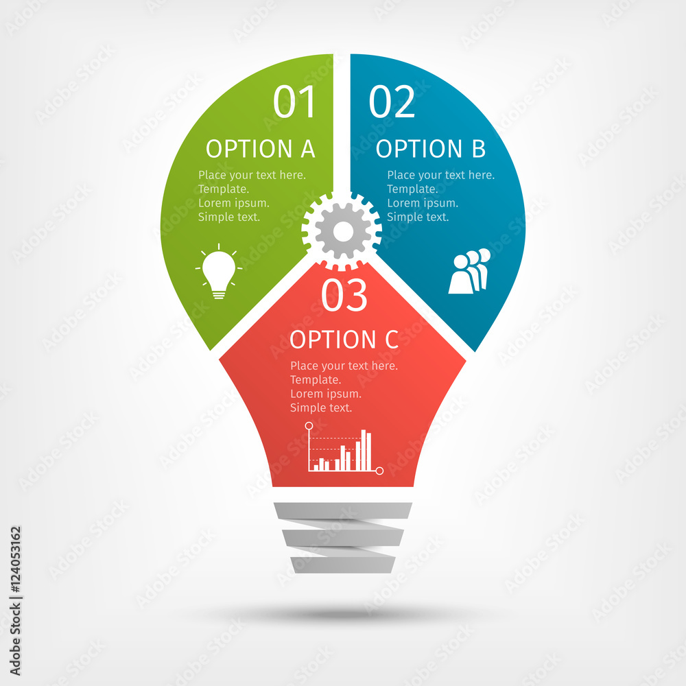 Modern light bulb infographic, 3 options. Template for presentation ...