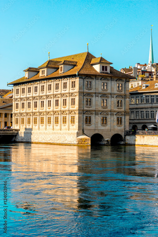 View on the town hall in Zurich city in Switzerland