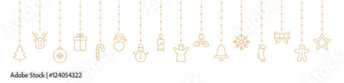 merry christmas hanging gold outline elements
