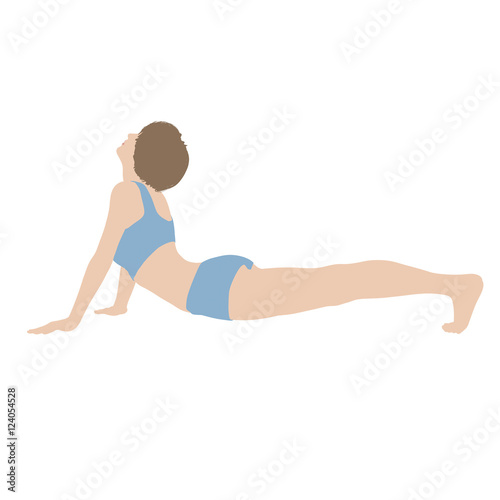 Dehnübungen und Stretching – junge Frau in Dehnen-Position