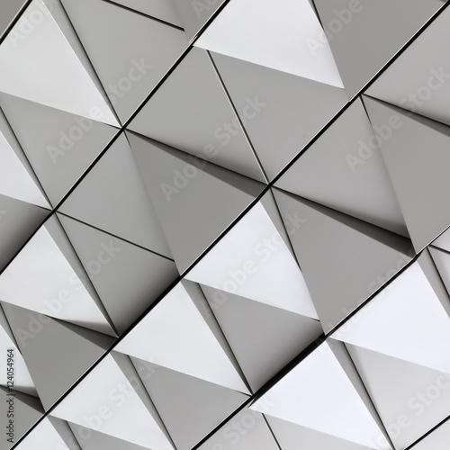 Abstract 3d illustration of modern aluminum ventilated triangles on facade