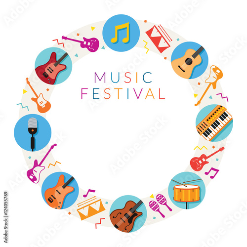 Music Instruments Icons Frame, Festival, Event, Live, Concert